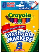 美国Crayola绘儿乐8色可水洗粗头水笔锥形头（经典色）（58-7808） 